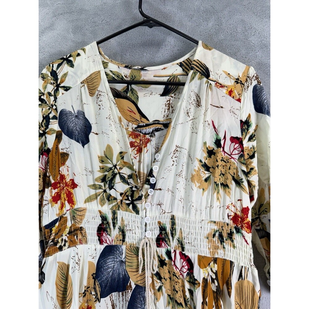 Spring Floral Maxi Dress Size XL Half Sleeve V-Neck Dainty Lightweight - Picture 3 of 6